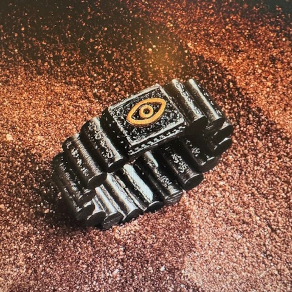 KARMA AND LUCK - Protective Shield Evil Eye Mantra Stretch Ring